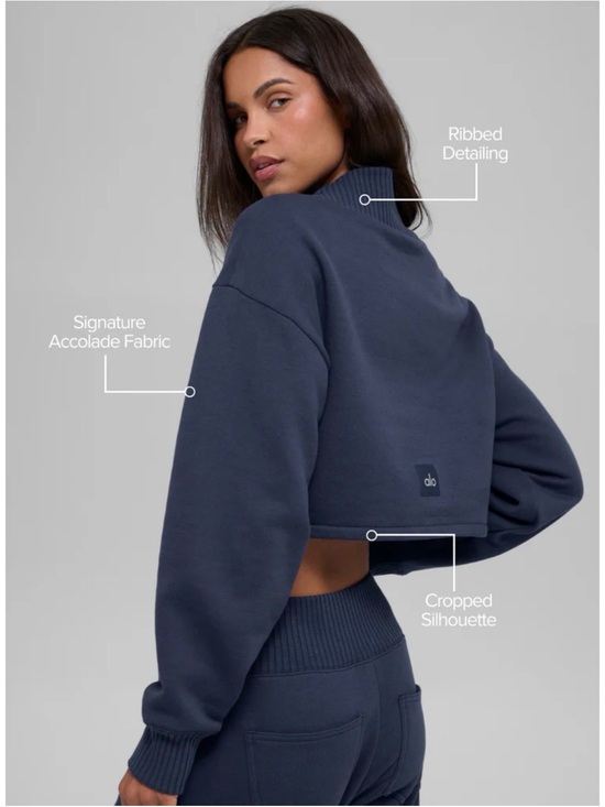 ALO Yoga Tops - Alo Serenity Cropped Sweatshirt Navy